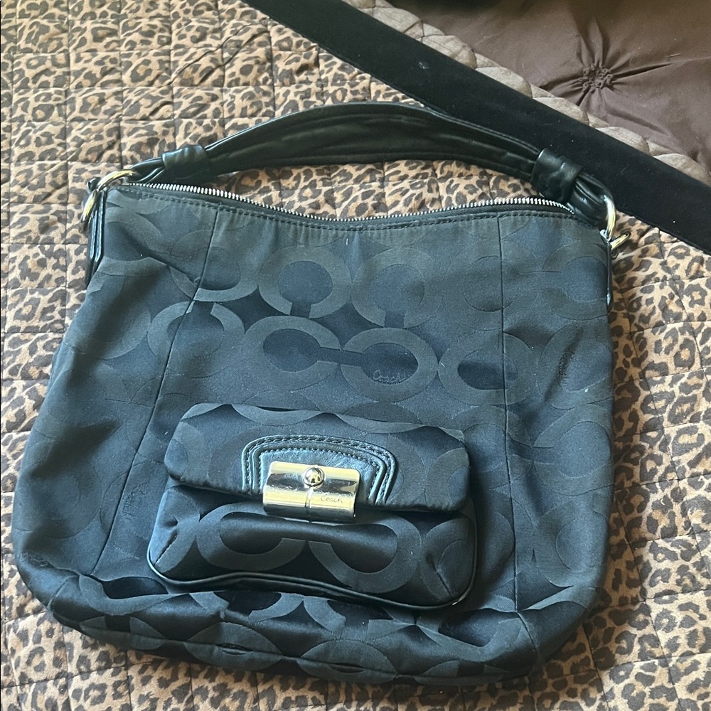 Coach Black Patterned Shoulder Bag